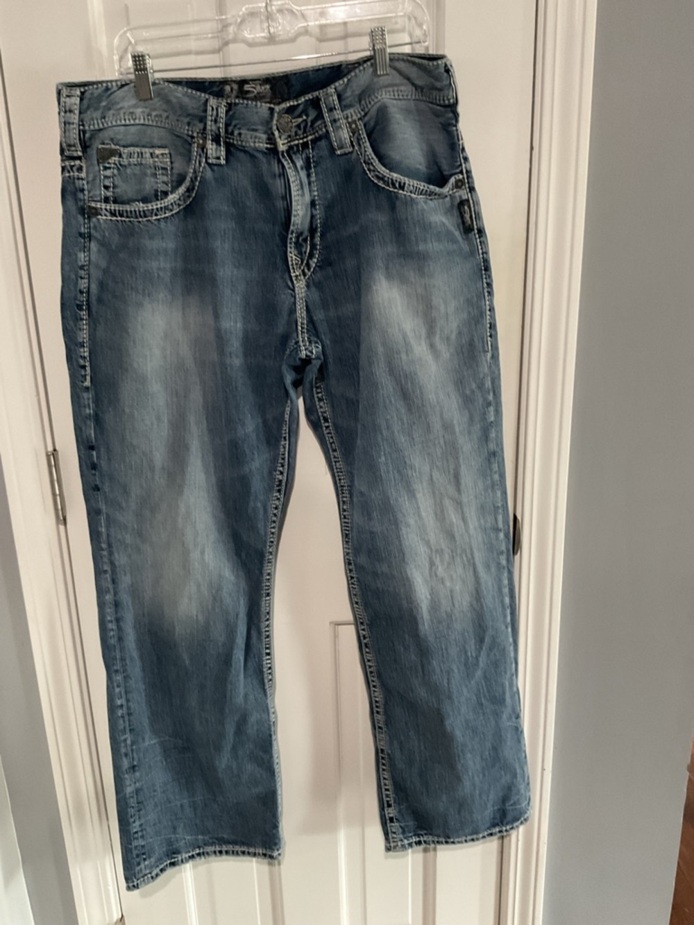 Silver Jeans Western Glove Works Classic Men's Blue Denim Jeans Size 36x32